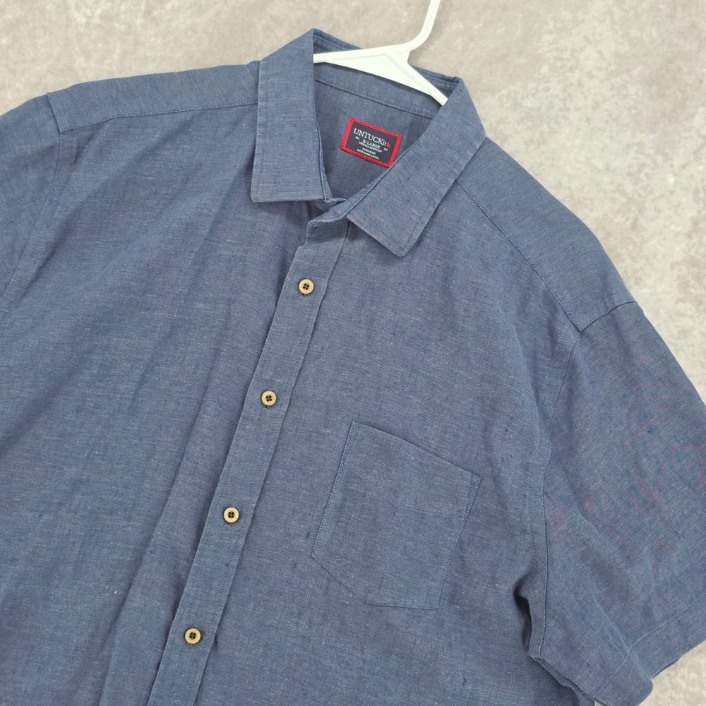 UNTUCKit 100% Linen Button Down Shirt Mens XL Wrinkle Resistant Short Sleeve